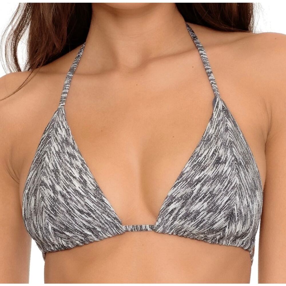Becca Gray Shimmer Triangle Bikini Swim Top S NWT